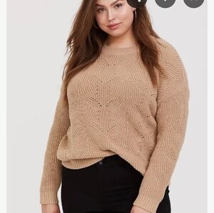 Torrid Women's Camel Pointelle Sweater